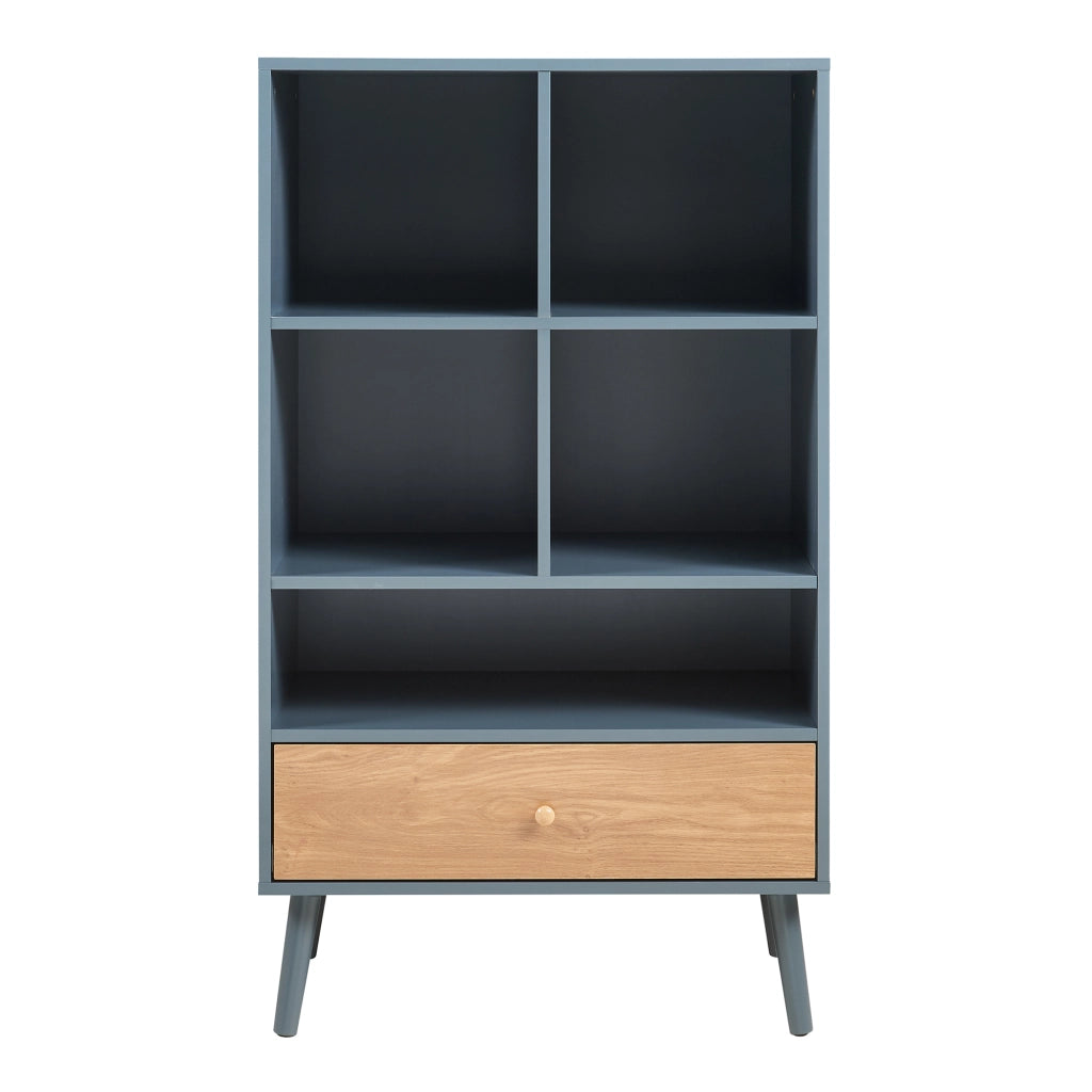 Libreria Reyljand Scaffale con Cassetto 120x70x40 cm - Grigio / Effetto Rovere [en.casa]