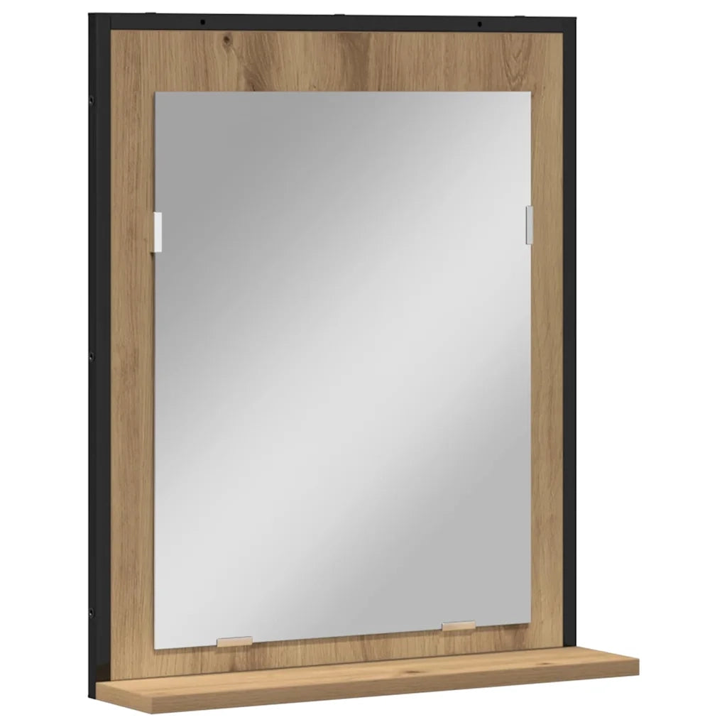 Specchio con lo scaffale-Mensola con Specchio rovere artigianale 50 x 12 x 60 cm
