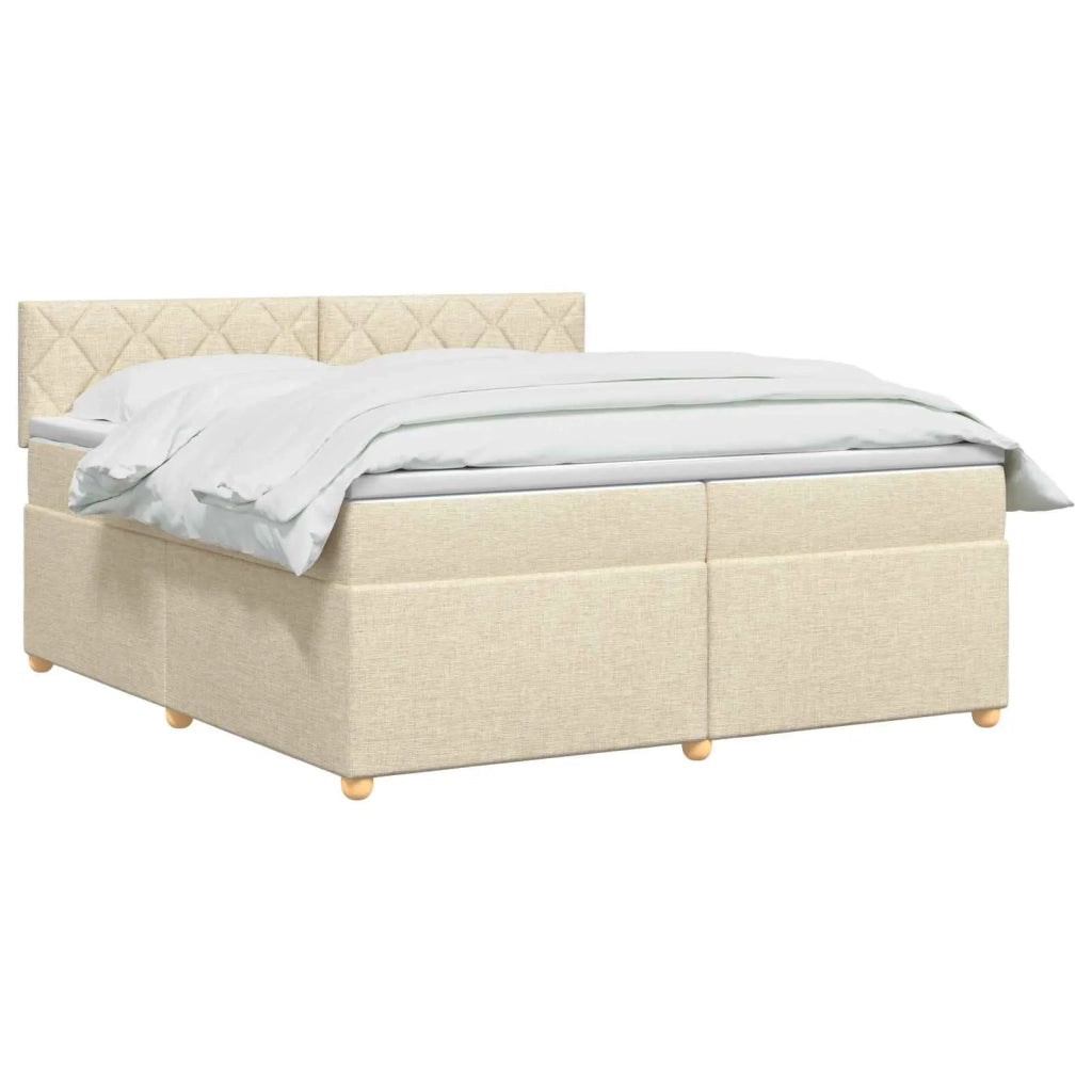 Letto box spring con materasso Crema 200 x 200 cm Tessuto 3452511