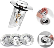 Sostituto di scarico per vasca da bagno con blocco insetti e odori, filtri per capelli anti-blocco, adatto per vasche da bagno, bagni, cucine, diametro 34-40 mm.
