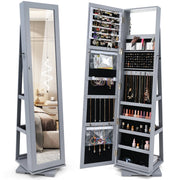 Armadio portagioielli girevole a 360¡ã con specchio, Organizer gioielli 2 in 1 a figura intera Grigio chiaro-Armadietti per gioielli
