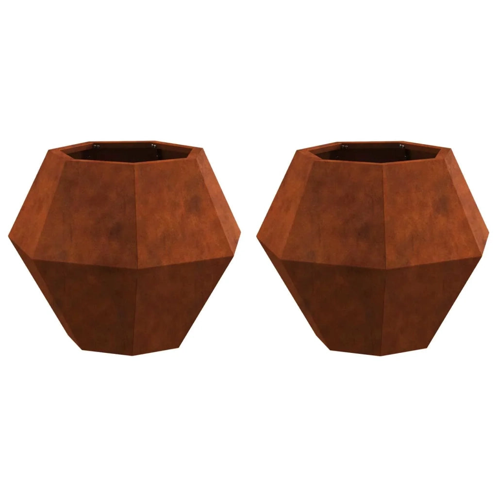 Set di 2 fioriere rettangolari da esterno in stile rustico 50 x 50 x 40 cm in acciaio arrugginito 02_0053131