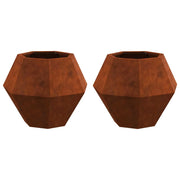 Set di 2 fioriere rettangolari da esterno in stile rustico 50 x 50 x 40 cm in acciaio arrugginito 02_0053131