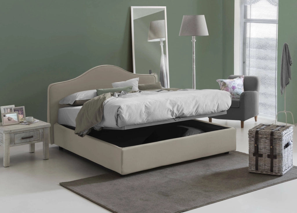 Letto Matrimoniale Akym, Letto Matrimoniale Materasso Incluso Made in Italy, Grigio Tortora\