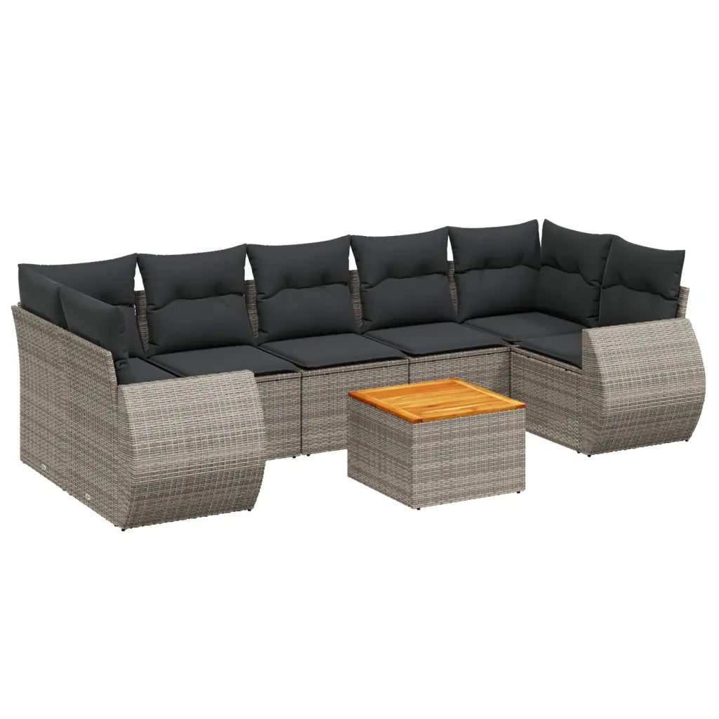 Set Divano da Giardino 8 pz con Cuscini Grigio in Polyrattan 3257250