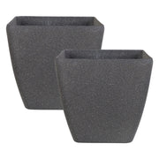 Set di 2 Vasi per piante fioriera in poliresina solida grigio scuro in miscela di pietra quadrata 34 x 34 cm resistente ai raggi UV