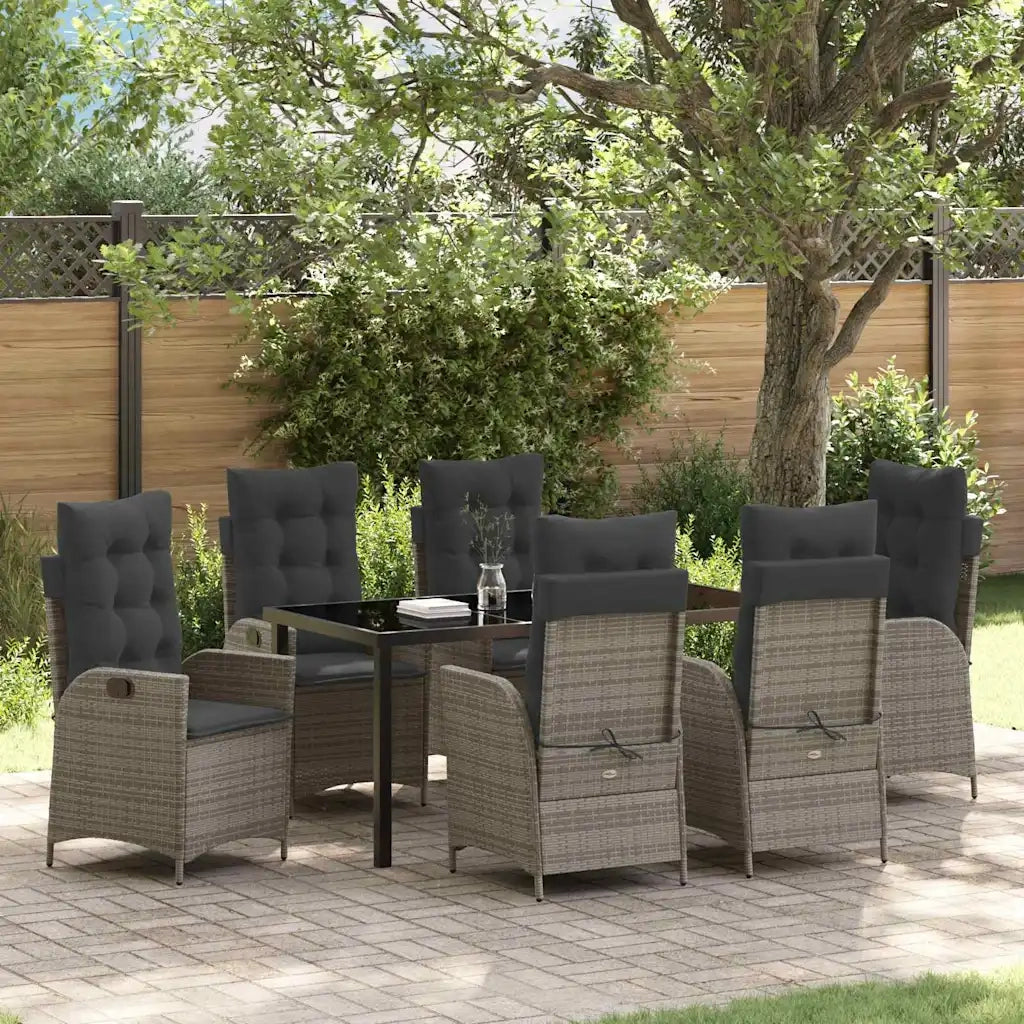 Set da Pranzo per Giardino con cuscino 7 pcs Grigio polyrattan 3380502