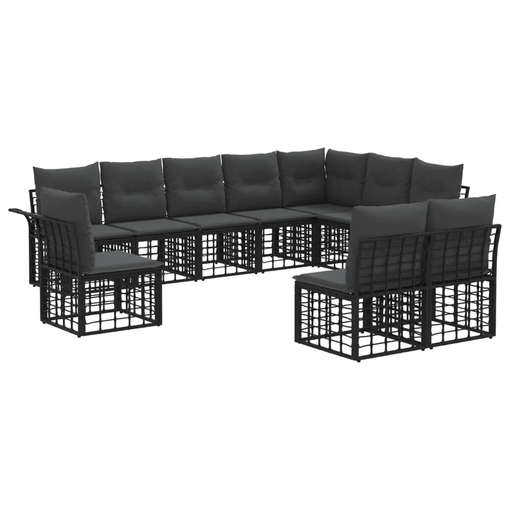 Set di divani da esterno 10 pcs Nero e Grigio scuro Poliestere 3437707
