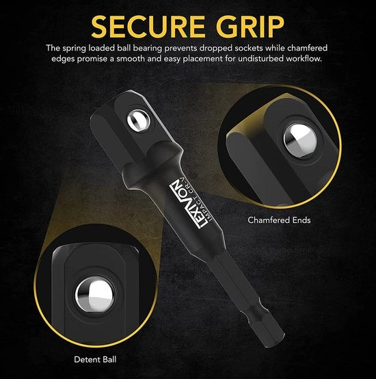 Adattatore di Impatto a 3" con Supporto, Set a 3 Pezzi | 1/4", 3/8", e 1/2" Trasmissione, Adatta la tua Trasformazione a Trazione Alta (LX-101)