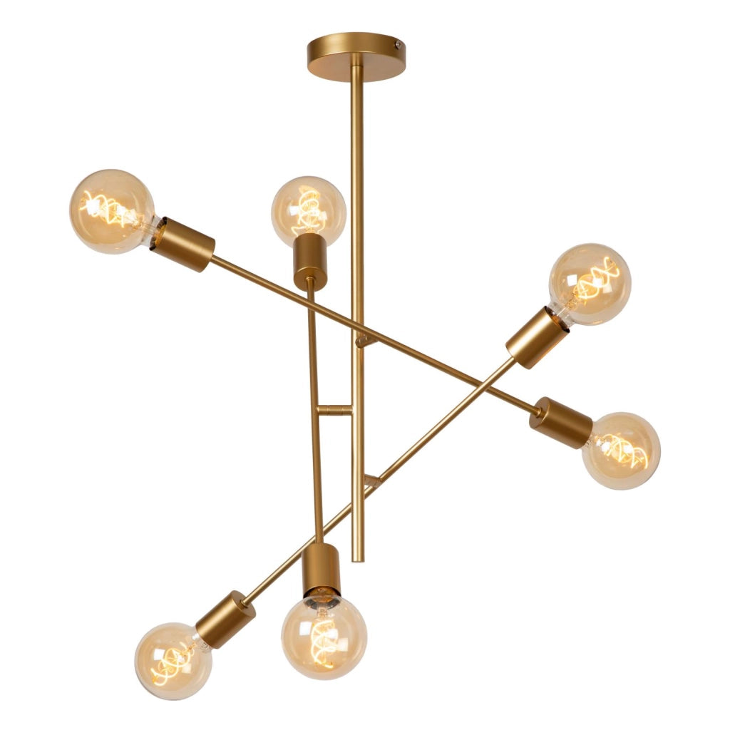 Plafoniera loft Lester oro opaco metallo 6xE27 Lucide