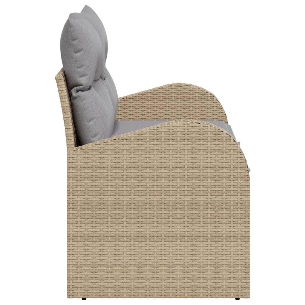 Divano da Giardino a 2 posti con Spazio di Archiviazione e Cuscini Beige in Polyrattan