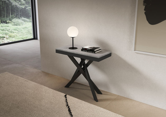 Consolle Allungabile 90-300x40x77 cm Saki Evolution Cemento Gambe Antracite