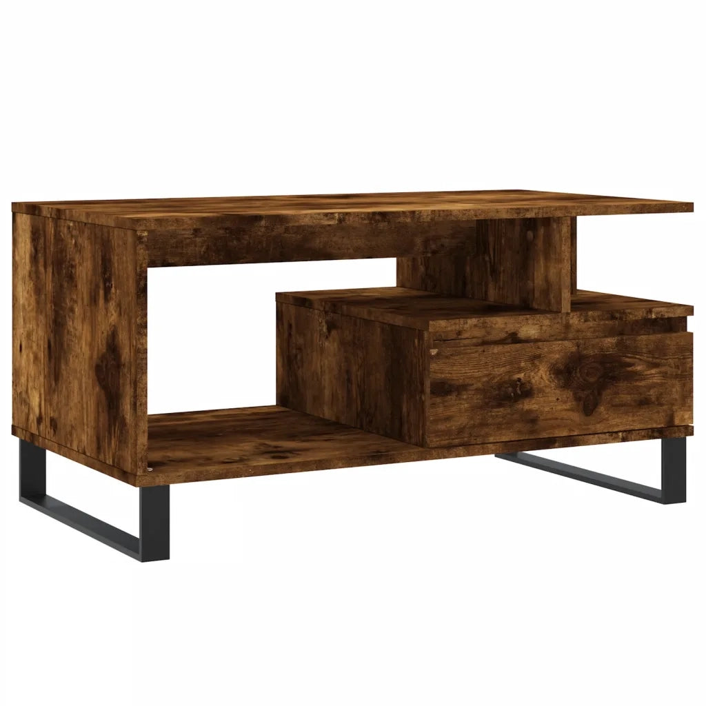 Tavolino da Salotto Rovere Fumo 90x49x45 cm Legno Multistrato 831033