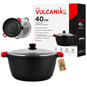 Akitaink Casseruola Alluminio Pressofuso Coperchio in Vetro 40 cm