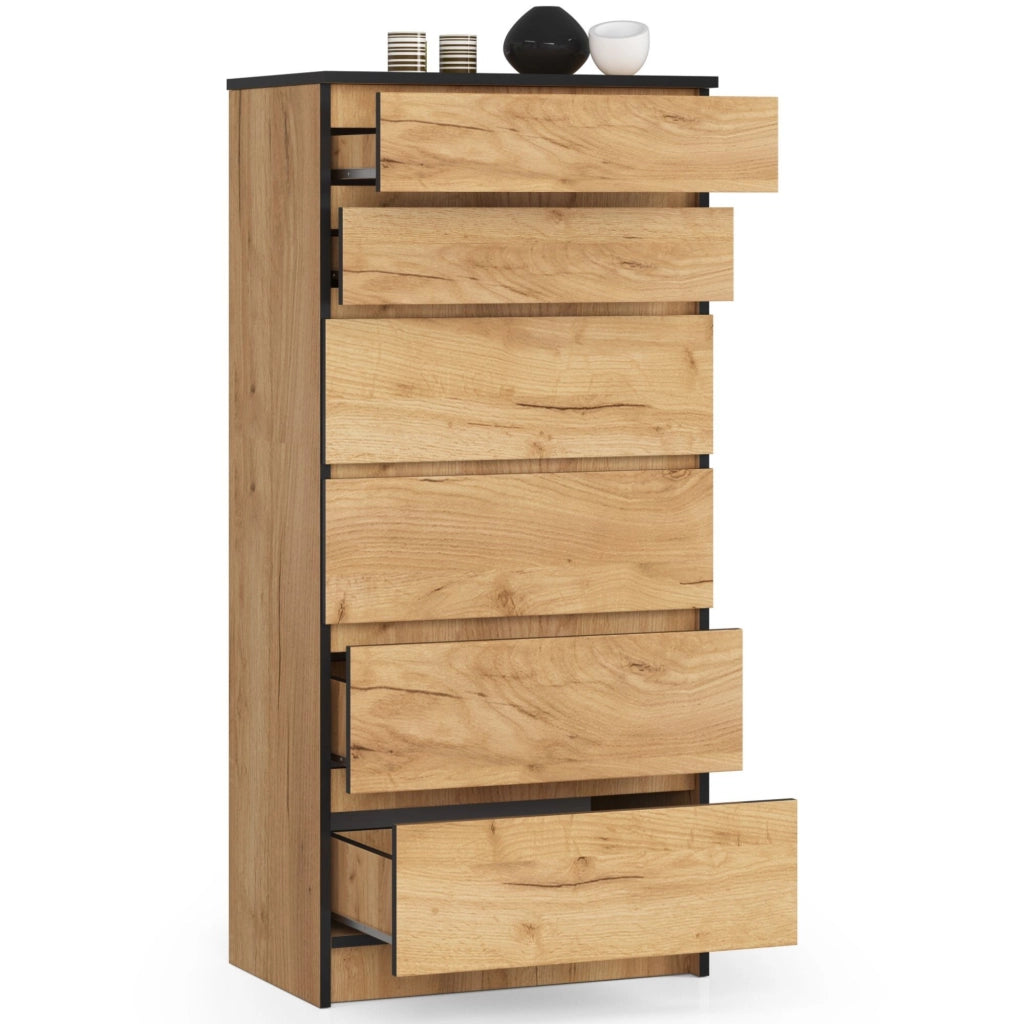 Cassettiera AKORD K60 Cassettiera Quercia Craft 60 cm 6 cassetti 60x40x130 cm
