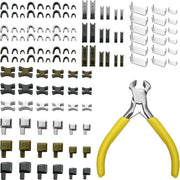 Set di riparazione con 123 pezzi, chiusura metallica di riparazione con 1 attacco per installazione per giacche, cappotti, jeans e chiusure di cintura