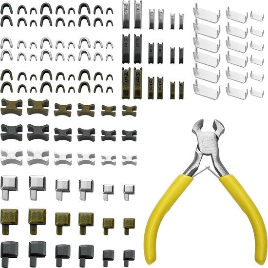Set di riparazione con 123 pezzi, chiusura metallica di riparazione con 1 attacco per installazione per giacche, cappotti, jeans e chiusure di cintura