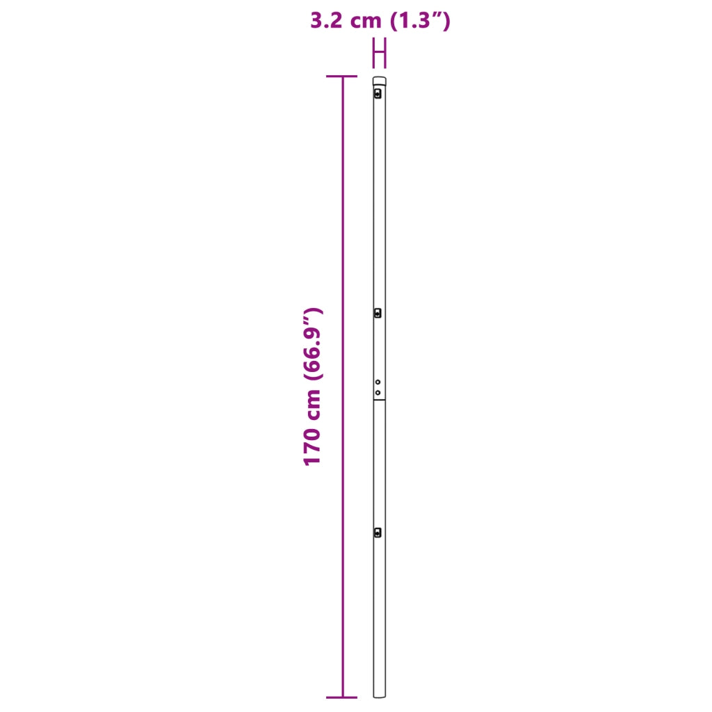 Poste per Recinzione 13 pz Verde Ã˜32 mm 170 cm Acciaio Zincato