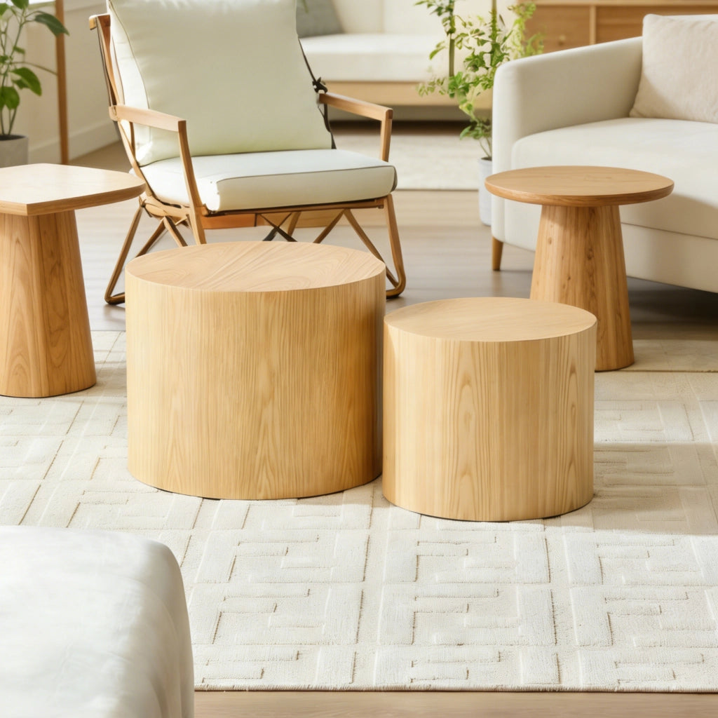 TAVOLINI Nesting Set da 2 pezzi Colore Naturale MDF
