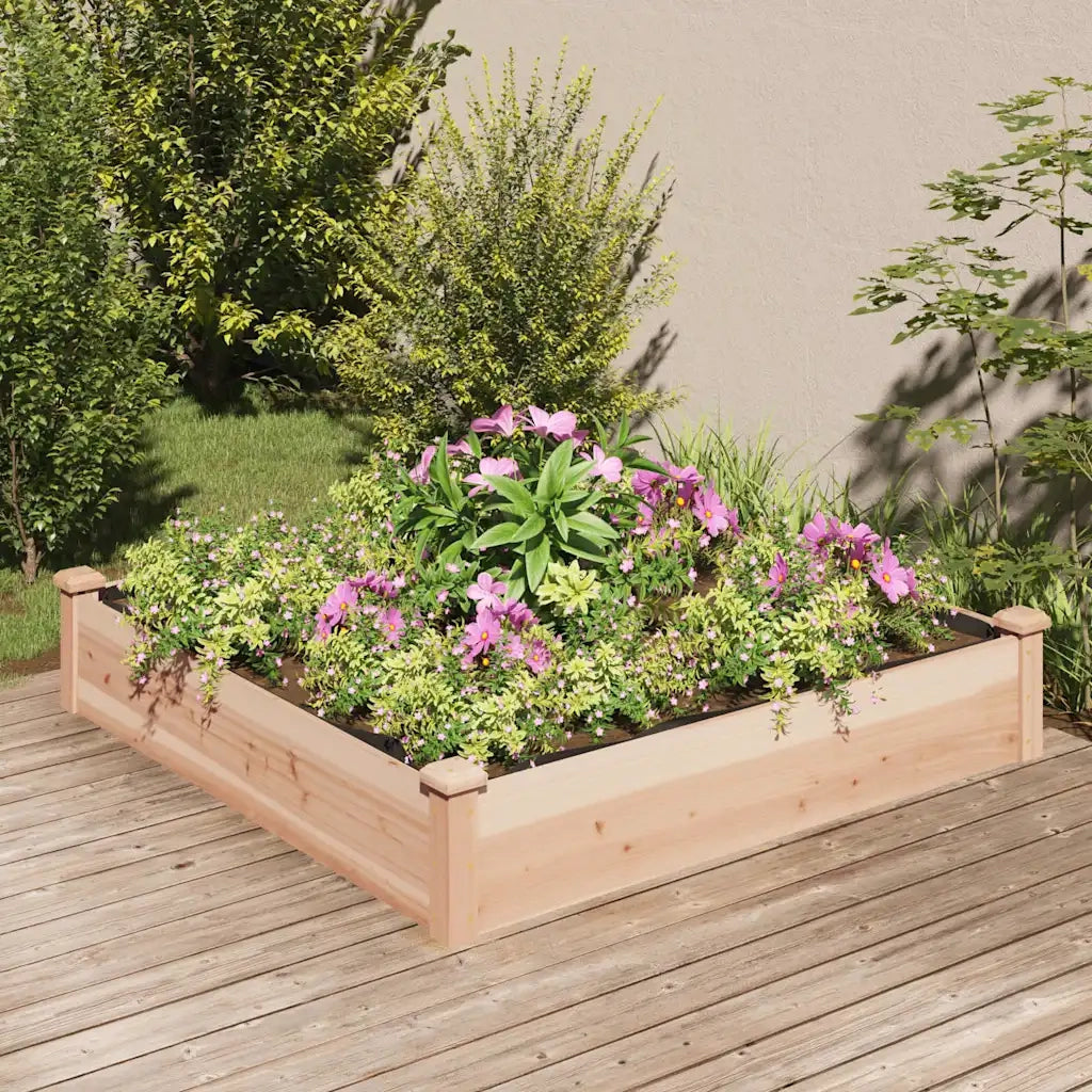 Fioriera Rialzata Giardino-Vaso da Esterno-Supporto per Vaso Fodera 120x120x25cm Massello Abete