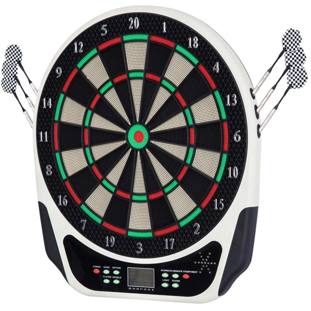 Bersaglio elettronico ULEVR con display LCD, 18 giochi e 159 varianti, 6 freccette incluse, nero