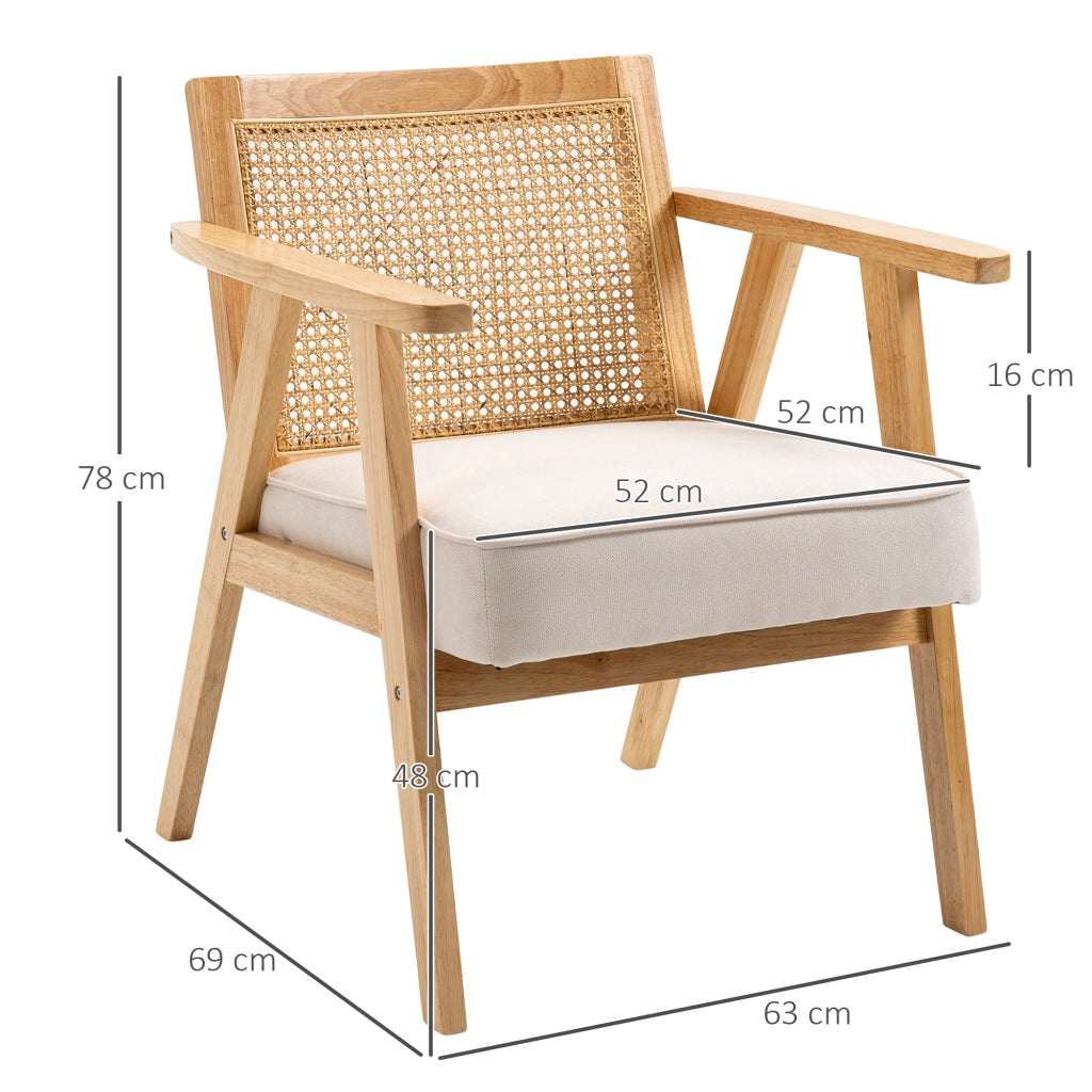 Sedia da pranzo imbottita in legno di caucci¨´ ¨C Xylo ¨C rivestimento tessuto effetto lino crema