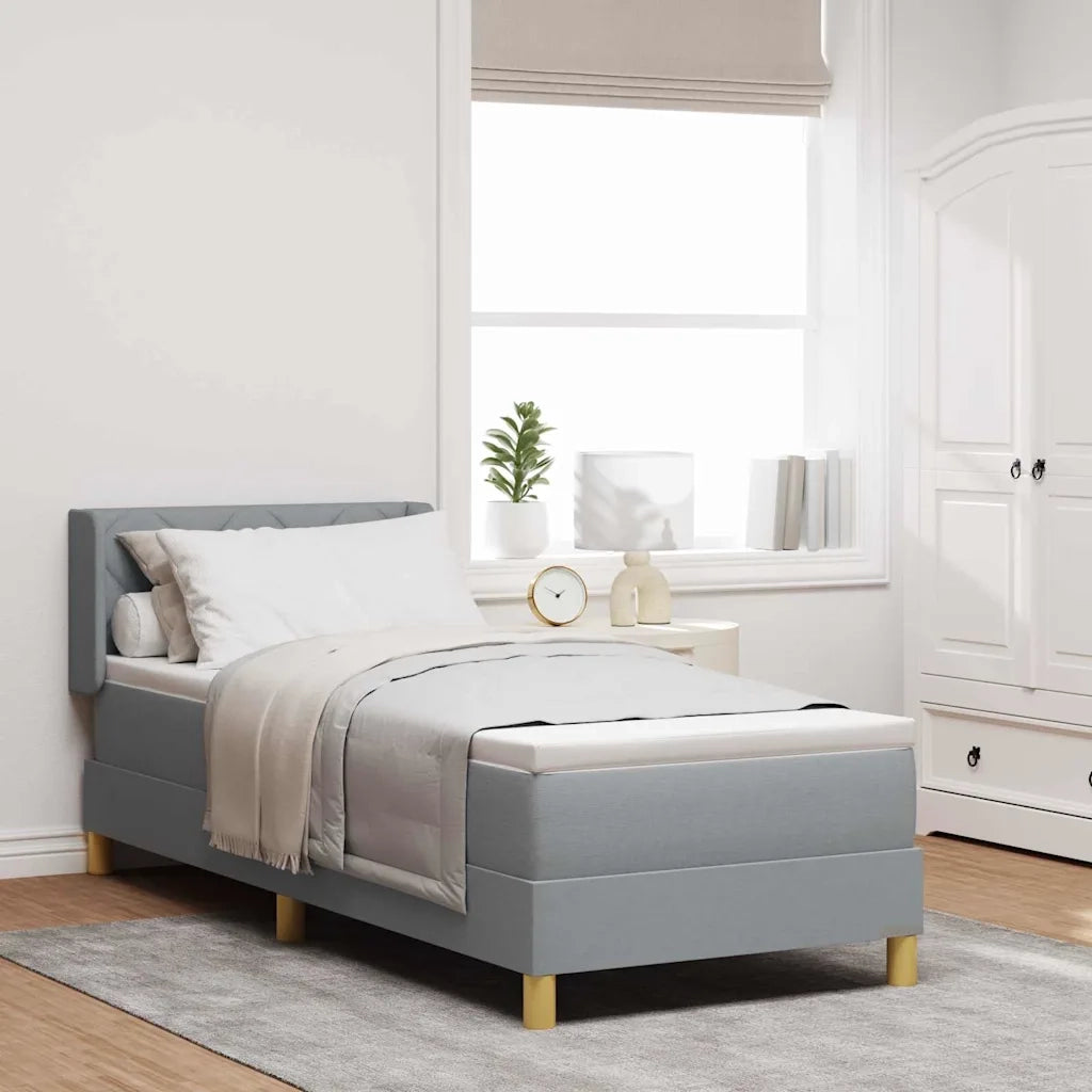 Letto singolo | Letto per adulti | Letto a molle con testiera Grigio chiaro 200 x 80 cm Tessuto