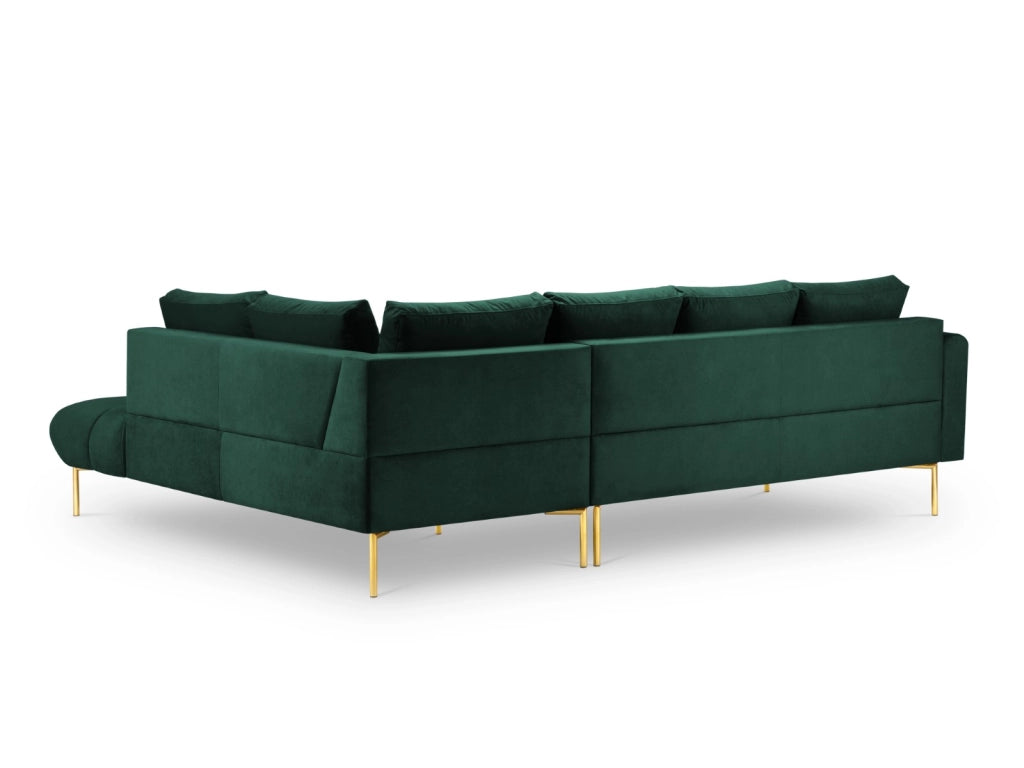 Cosmopolitan Design - Divano angolare destro "Hastings" 5 posti in velluto verde bottiglia 