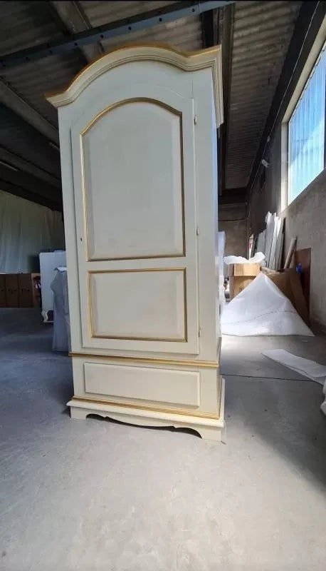 Armadio shabby 1 porta legno bianco anticato filo ocra 96x56x196 - Mobili 2G