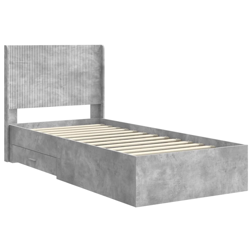 Struttura del letto con stoccaggio e testata Grigio Cemento 3414168
