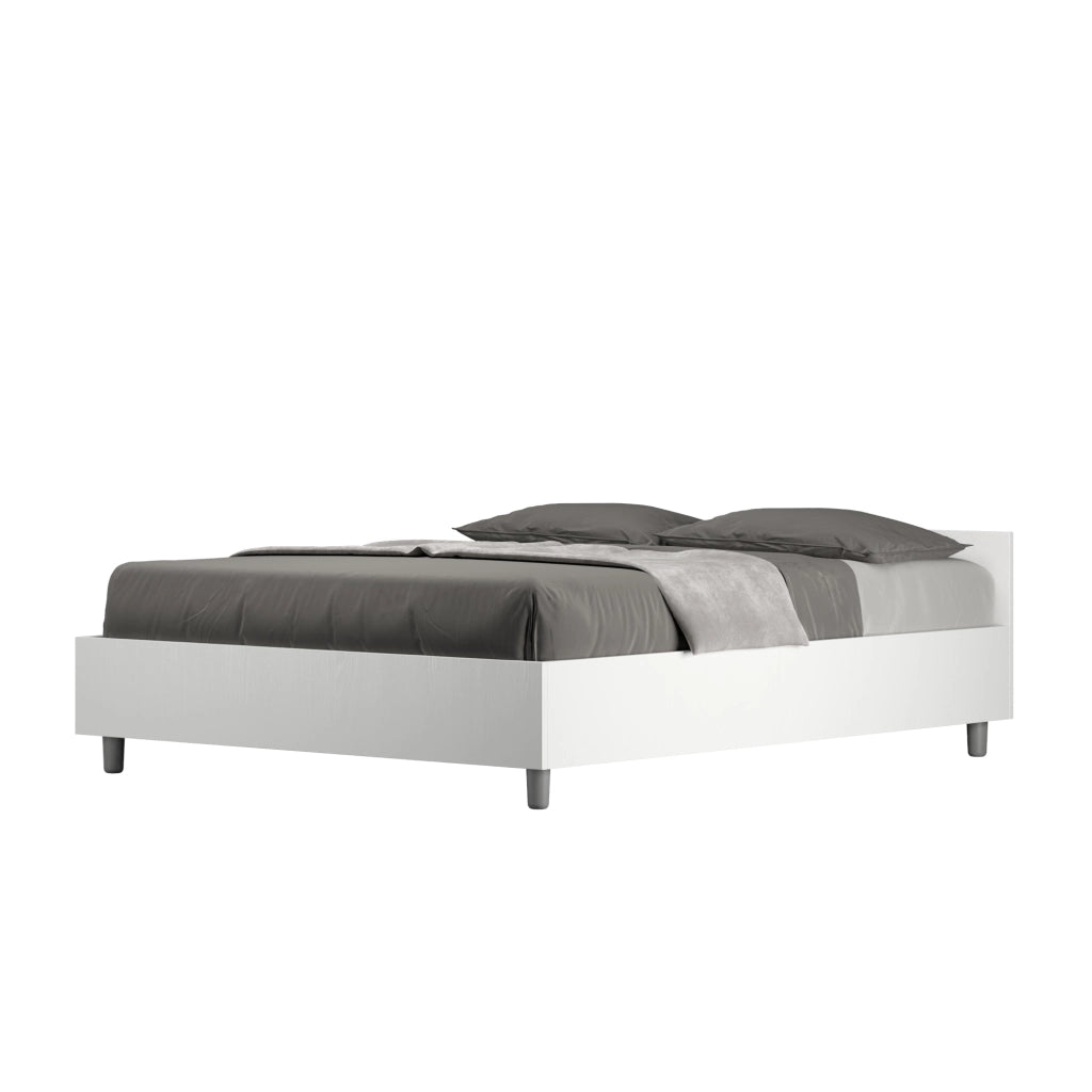 BS COM Letto matrimoniale francese senza rete 140x190 bianco frassino