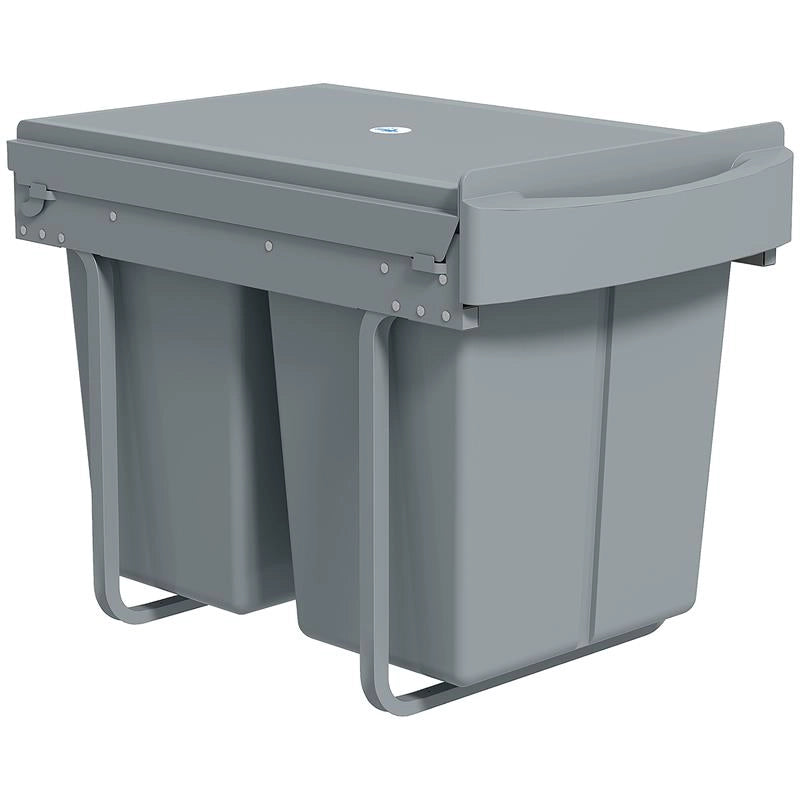 PATTUMIERA ESTRAIBILE SOTTOLAVELLO PER DIFFERENZIATA CON 2 SECCHI DA 20L, 52X33.5X41 CM, GRIGIO