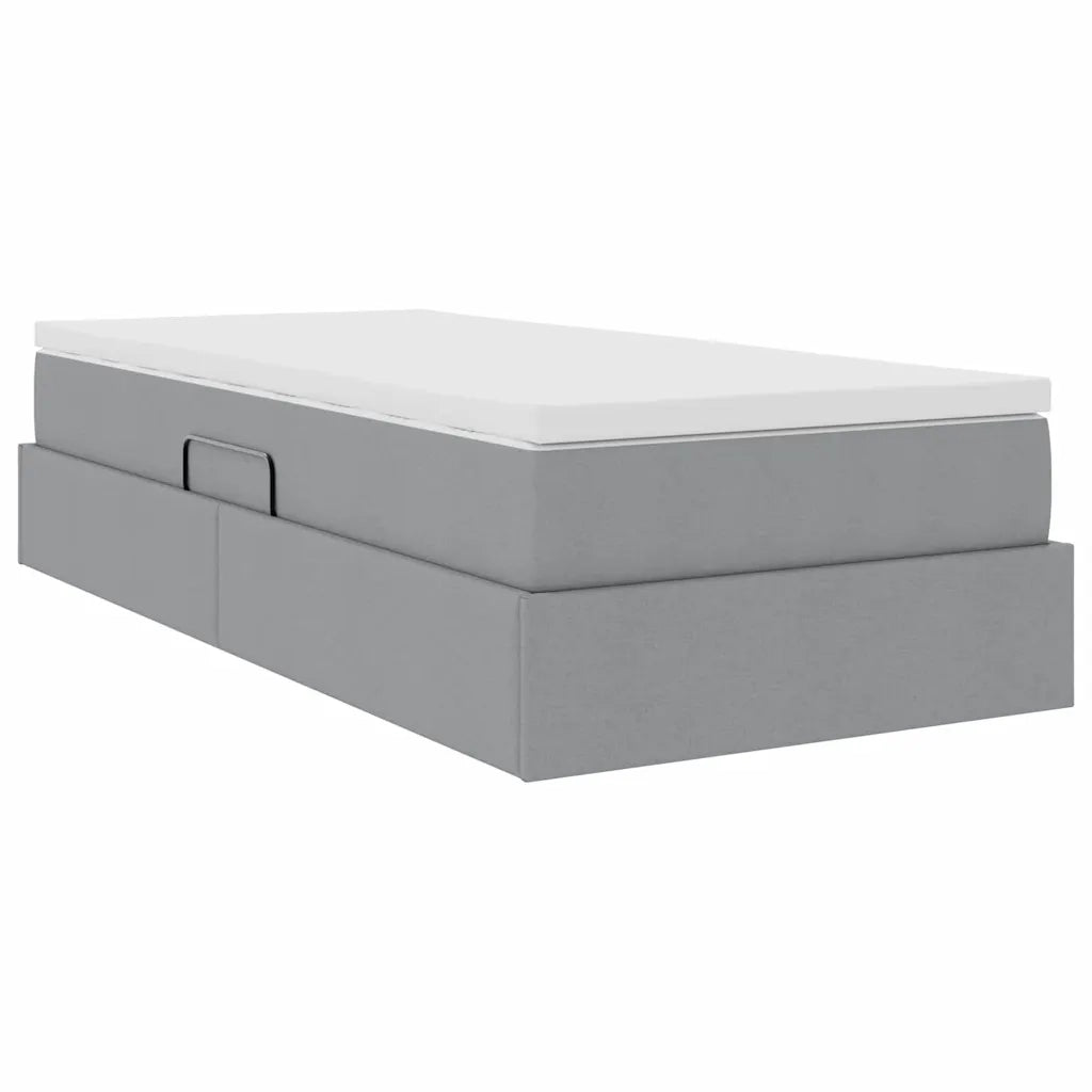Letto con contenitore e materasso Grigio chiaro 90 x 200 cm