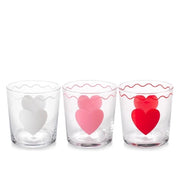 Set 3 bicchieri herart in vetro decorato cl 35.