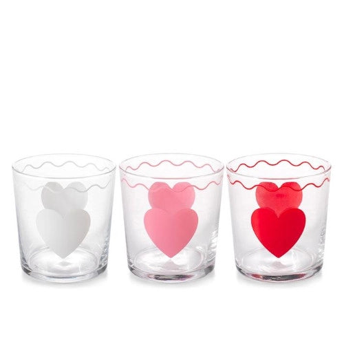 Set 3 bicchieri herart in vetro decorato cl 35.