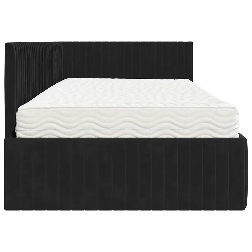 Struttura Letto Angolare con Materasso 2 pz-Giroletto con materasso Nero Velluto 534963