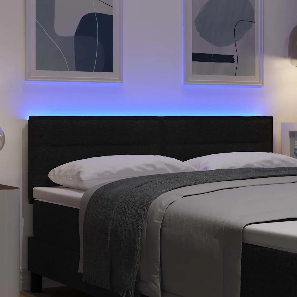 Testiera | Testata LED con strisce LED con Testiera | Testata Nero 144 cm Tessuto
