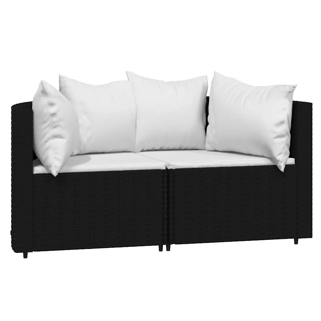 Set Divani da Giardino 3 pz con Cuscini Nero in Polyrattancod mxl 130058