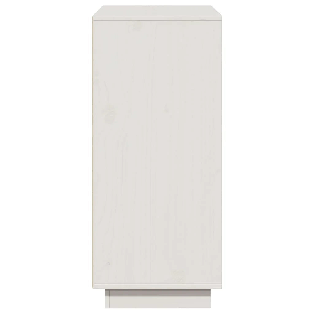 Buffet credenza cassettiera armadio mobile contenitore organizer per cucina soggiorno salotto 110,5 x 35 x 80 cm legno massello di pino bianco 02_0030198