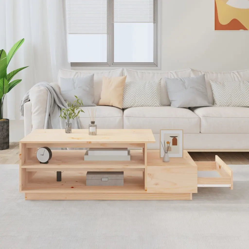 Tavolino da salotto | Tavolino da caff¨¨ | Tavolino da Soggiorno 120x50x40,5 cm in Legno Massello di Pino