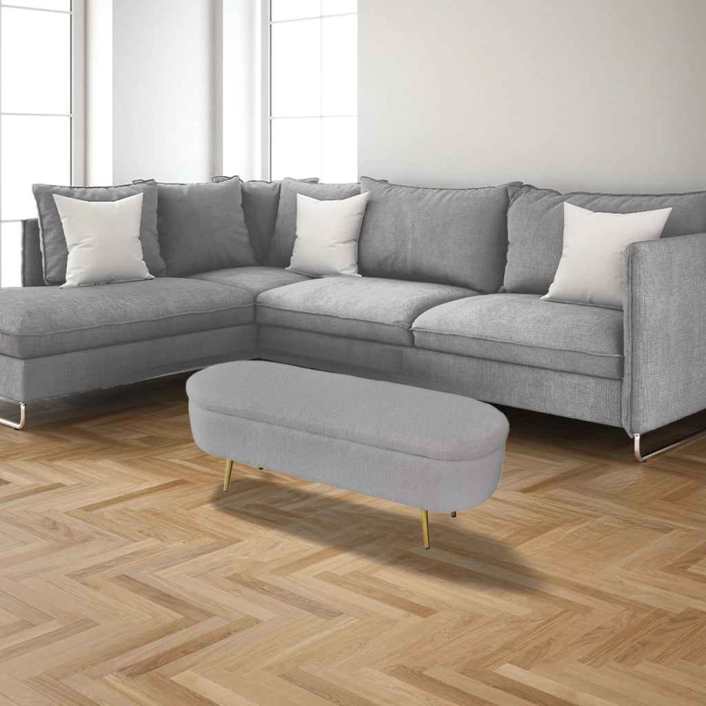 PANCA CONTENITORE TEDDY 122X41X47CM IN TESSUTO GRIGIO