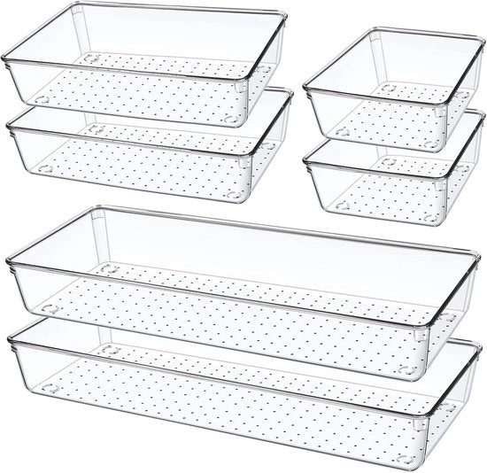 Set di organizzatori trasparenti da 6 - sistema di archiviazione multifunzionale per trucco, cucina, ufficio e bagno