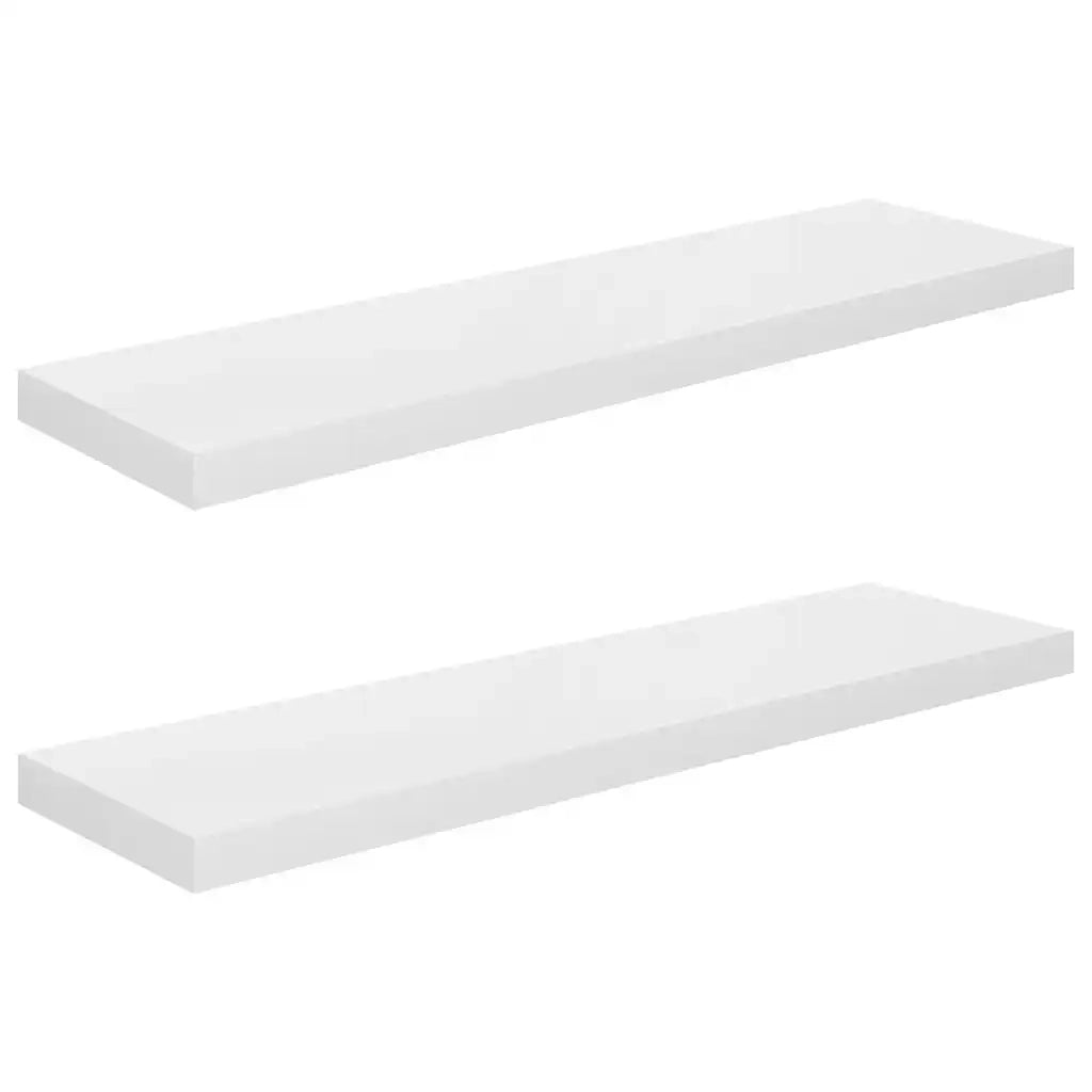 Scaffali a Parete 2 pz Bianco Lucido 90x23,5x3,8 cm in MDF cod mxl 46730