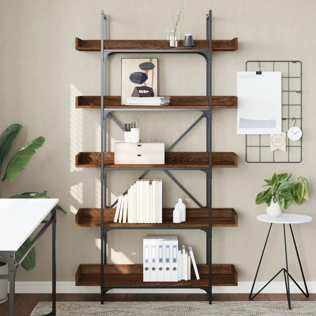 Libreria 5Ripiani Rovere Marrone 100x33x180,5 Legno Multistratocod mxl 134402