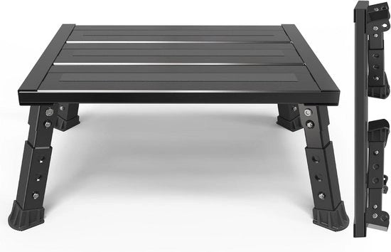 Scala a Stagno in Alluminio, Sostegno Ripiegabile con Antiscivolo, Altezza Regolabile fino a 3 Gradini, Peso Massimo 260 kg