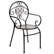 Poltrona in mosaico Blu e ferro battuto 58x54x88h