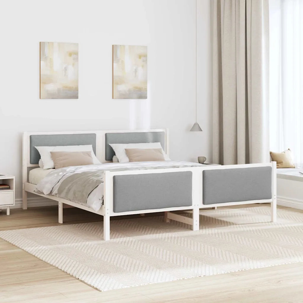 Struttura del letto-Giroletto Grigio chiaro 200 x 200 cm Tessuto 903596