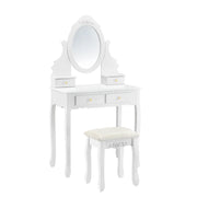 Toletta con specchio 4 cassetti sgabello MDF e legno 141 cm bianco 03_0001499