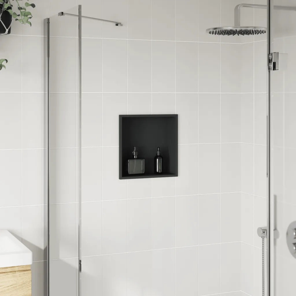 Nicchia per Doccia Nero Opaco 32x32x9cm in Acciaio Inox CFW7375393