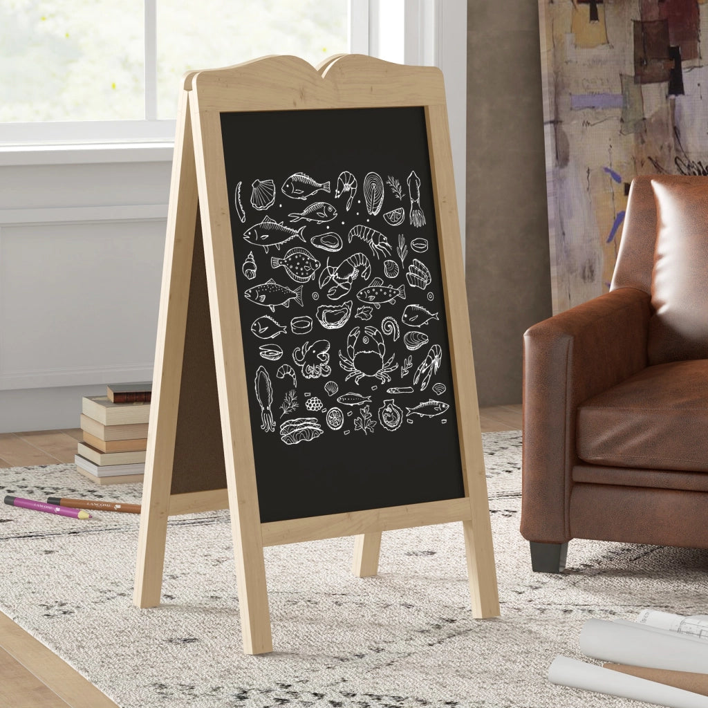 Cavalletto Bifacciale Pieghevole ¨C Xylo ¨C Legno con 8 Pennarelli e 6 Stencil 51x60x101 cm